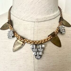 JewelMint gold tone rhinestone statement necklace